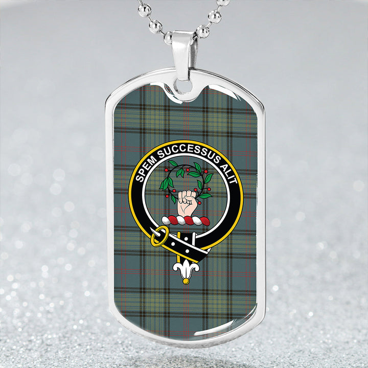 Ross Hunting Weathered Clan Badge Classic Tartan Dog Tag Necklace