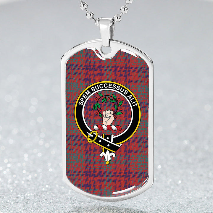 Ross Weathered Clan Badge Classic Tartan Dog Tag Necklace