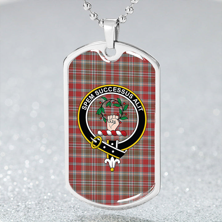 Ross Wedding Dress Weathered Clan Badge Classic Tartan Dog Tag Necklace