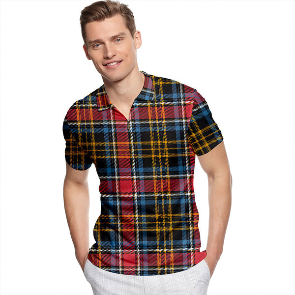 Ruxton Ancient Tartan Classic Lapel Zip Short Sleeve Polo