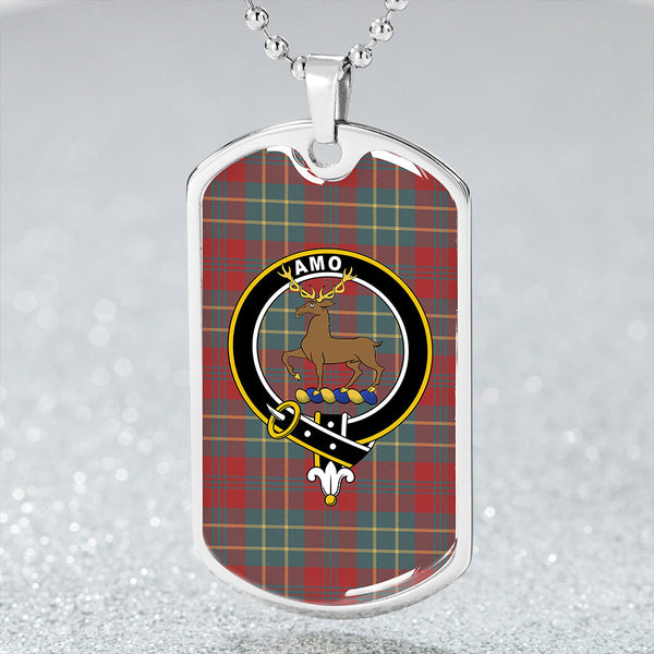 Scott Autumn Weathered Clan Badge Classic Tartan Dog Tag Necklace