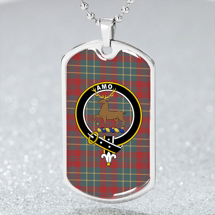 Scott Autumn Weathered Clan Badge Classic Tartan Dog Tag Necklace