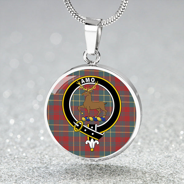 Scott Autumn Weathered Clan Badge Tartan Classic Circle Necklace