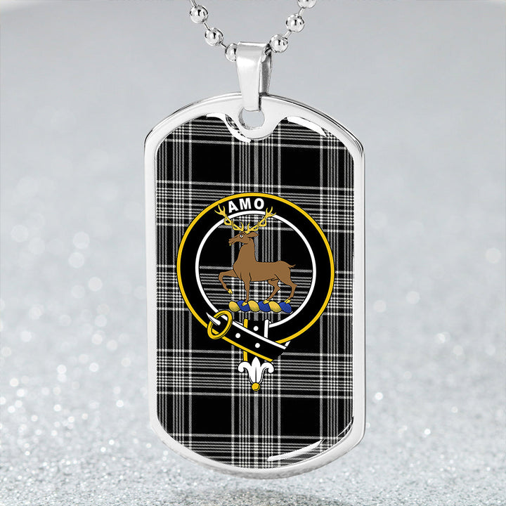 Scott Black & White Modern Clan Badge Classic Tartan Dog Tag Necklace