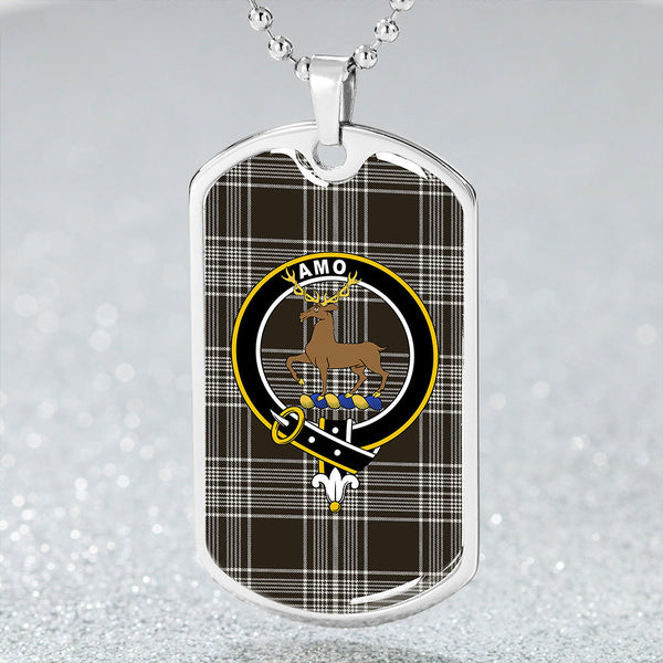 Scott Black & White Weathered Clan Badge Classic Tartan Dog Tag Necklace
