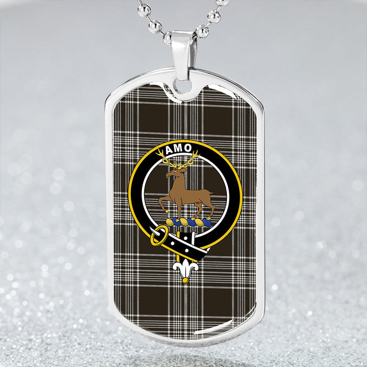 Scott Black & White Weathered Clan Badge Classic Tartan Dog Tag Necklace