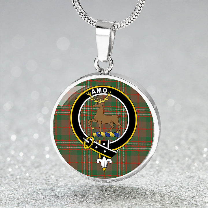 Scott Brown Hunting Ancient Clan Badge Tartan Classic Circle Necklace