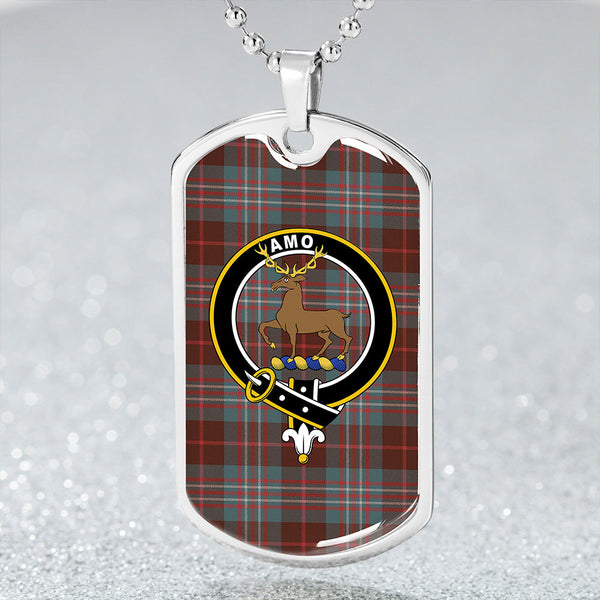 Scott Brown Hunting Weathered Clan Badge Classic Tartan Dog Tag Necklace
