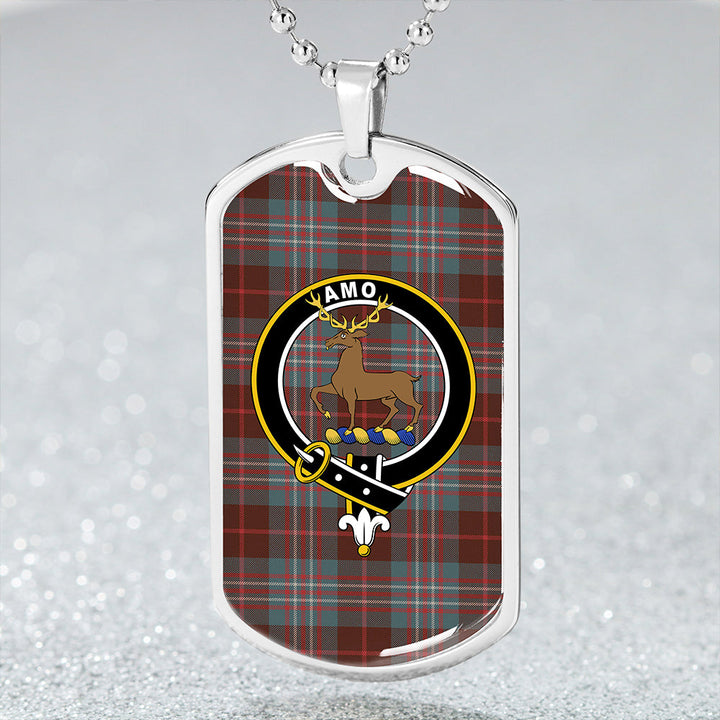 Scott Brown Hunting Weathered Clan Badge Classic Tartan Dog Tag Necklace