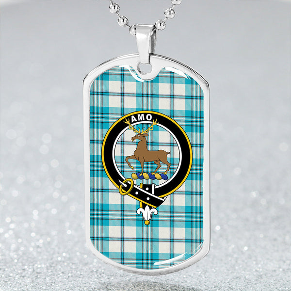 Scott Dress Turquoise Modern Clan Badge Classic Tartan Dog Tag Necklace