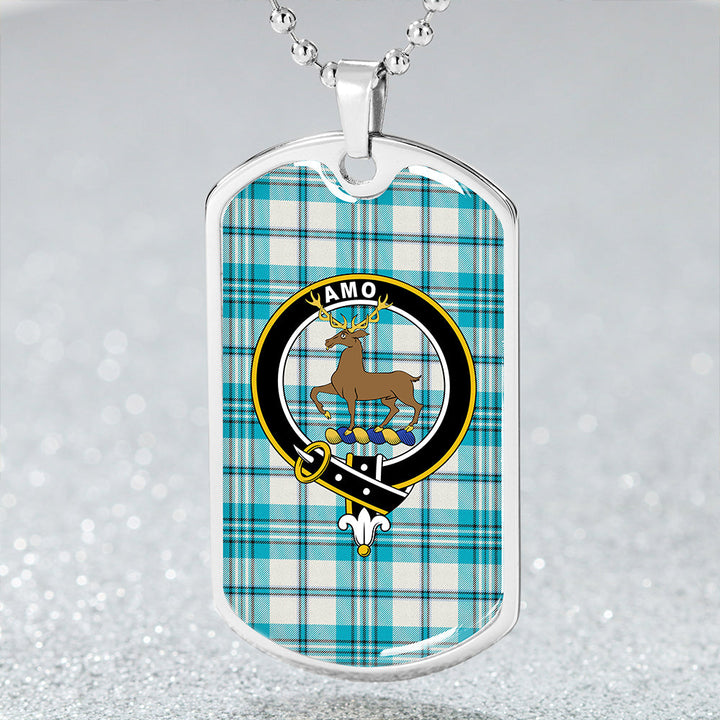 Scott Dress Turquoise Modern Clan Badge Classic Tartan Dog Tag Necklace