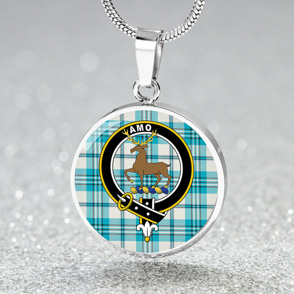 Scott Dress Turquoise Modern Clan Badge Tartan Classic Circle Necklace