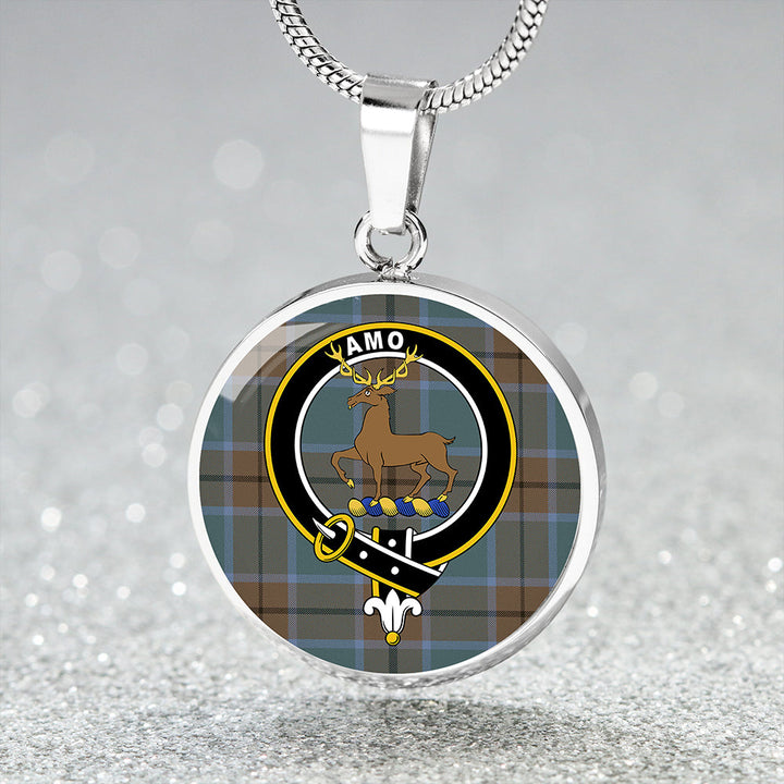 Scott Green (Sir Walter) Weathered Clan Badge Tartan Classic Circle Necklace