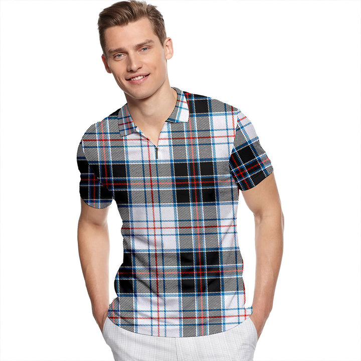 Scott MacRae Ancient Tartan Classic Lapel Zip Short Sleeve Polo