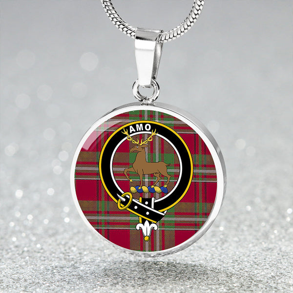 Scott Muted Clan Badge Tartan Classic Circle Necklace