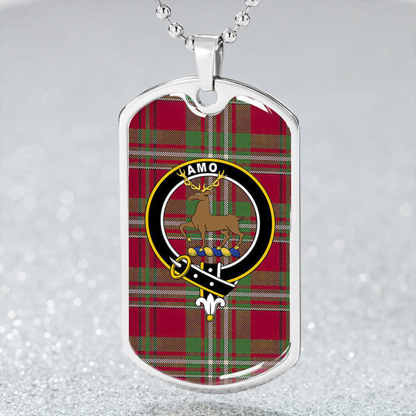 Scott Muted Clan Badge Classic Tartan Dog Tag Necklace