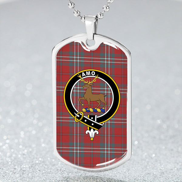 Scott Weathered Clan Badge Classic Tartan Dog Tag Necklace