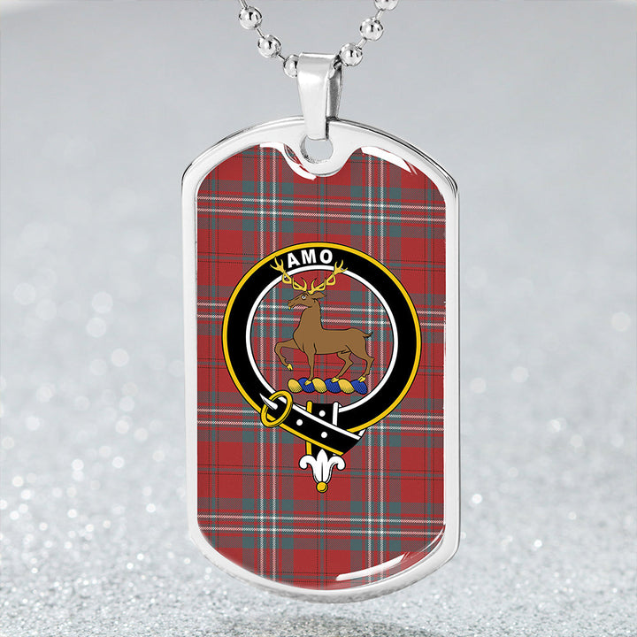 Scott Weathered Clan Badge Classic Tartan Dog Tag Necklace