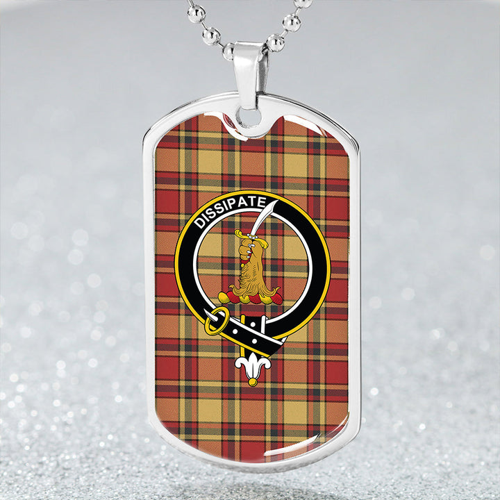 Scrimgeour of Glassary Weathered Clan Badge Classic Tartan Dog Tag Necklace