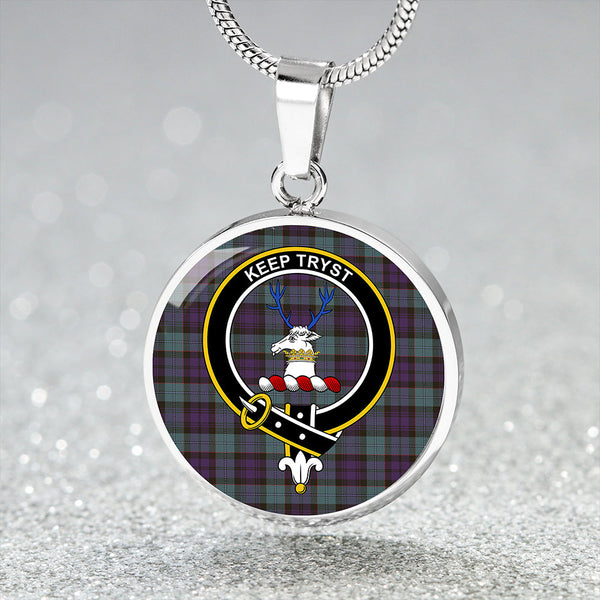 Sempill (Semple) Weathered Clan Badge Tartan Classic Circle Necklace