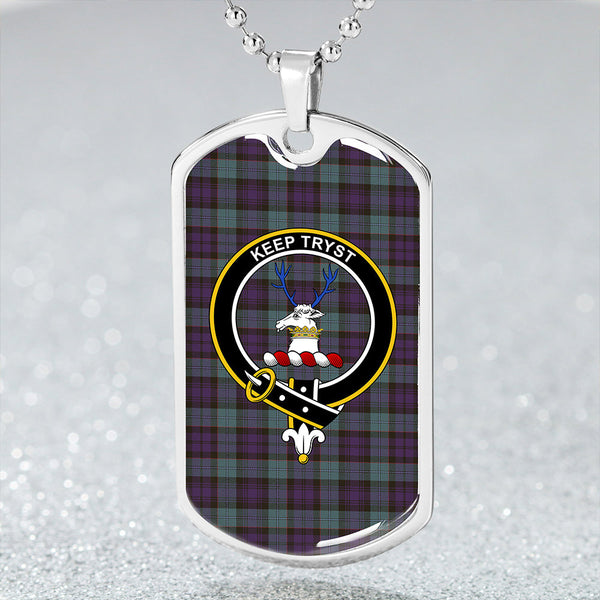 Sempill (Semple) Weathered Clan Badge Classic Tartan Dog Tag Necklace