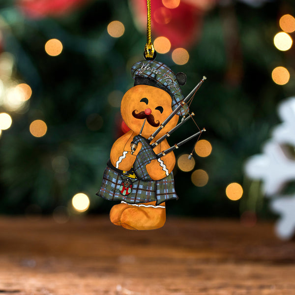 Snodgrass Weathered Clan Badge Tartan Wood Acrylic Ornament Gingerbread Bagpipe Personalized