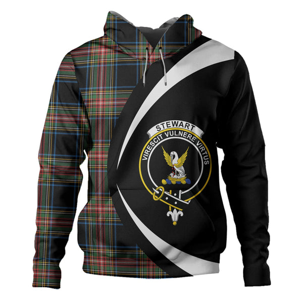 Stewart Black Ancient Clan Badge Tartan Hoodie Circle Style