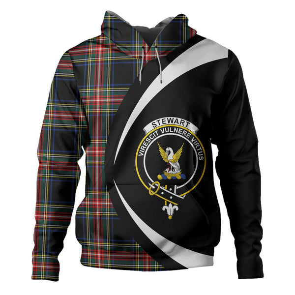 Stewart Black Modern Clan Badge Tartan Hoodie Circle Style