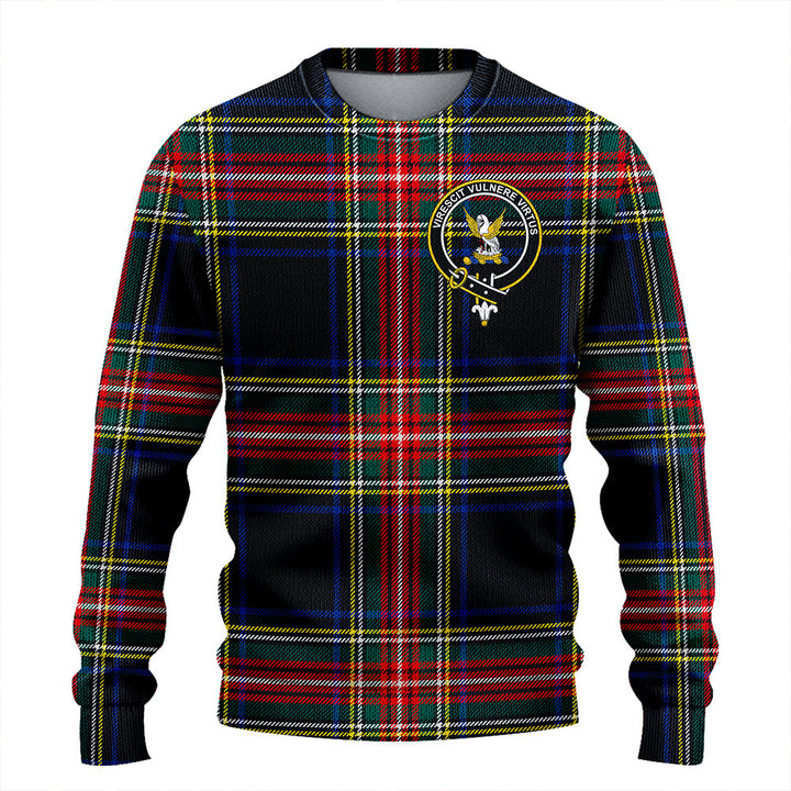 Stewart Black Modern Clan Badge Tartan Knitted Sweater