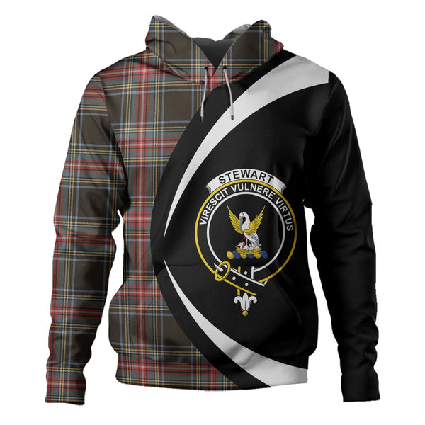 Stewart Black Weathered Clan Badge Tartan Hoodie Circle Style