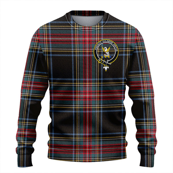 Stewart Black Weathered Clan Badge Tartan Knitted Sweater