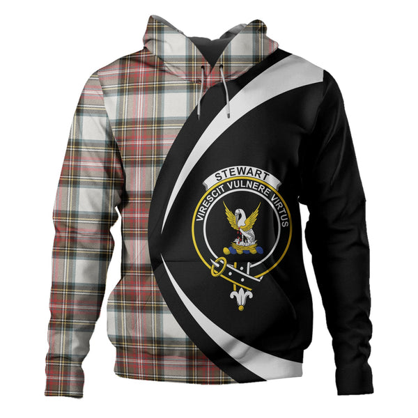 Stewart Dress Weathered Clan Badge Tartan Hoodie Circle Style