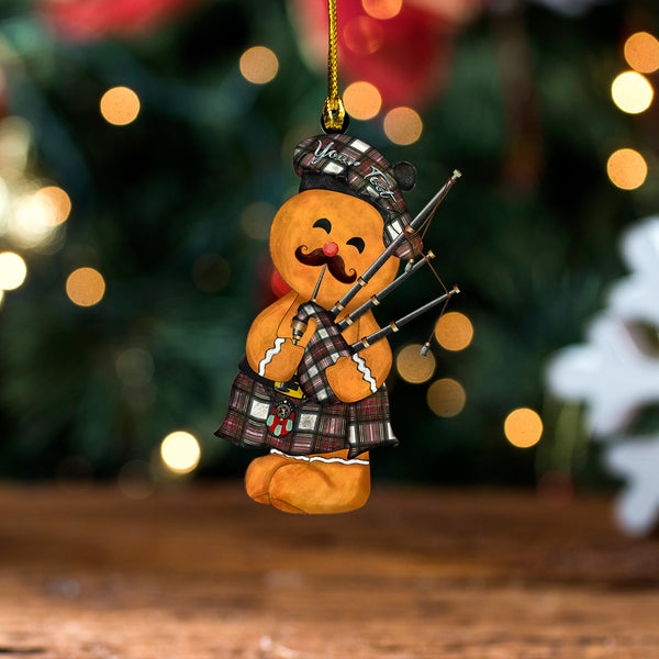 Stewart Dress Weathered Clan Badge Tartan Wood Acrylic Ornament Gingerbread Bagpipe Personalized