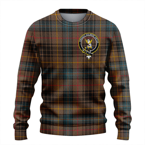 Stewart Hunting Weathered Clan Badge Tartan Knitted Sweater