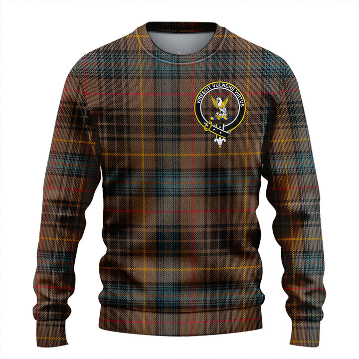 Stewart Hunting Weathered Clan Badge Tartan Knitted Sweater
