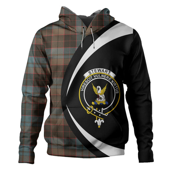 Stewart Old Weathered Clan Badge Tartan Hoodie Circle Style