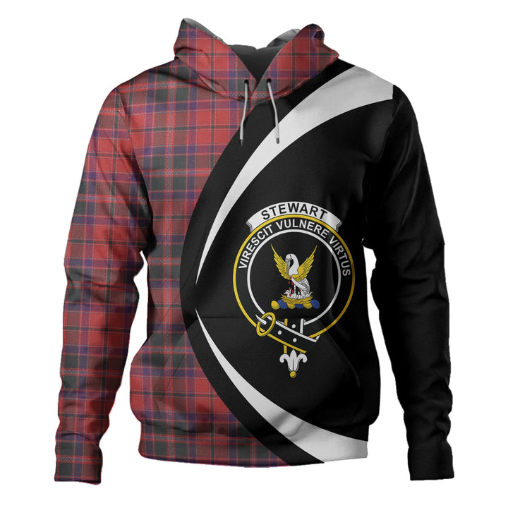Stewart of Ardshiel Weathered Clan Badge Tartan Hoodie Circle Style