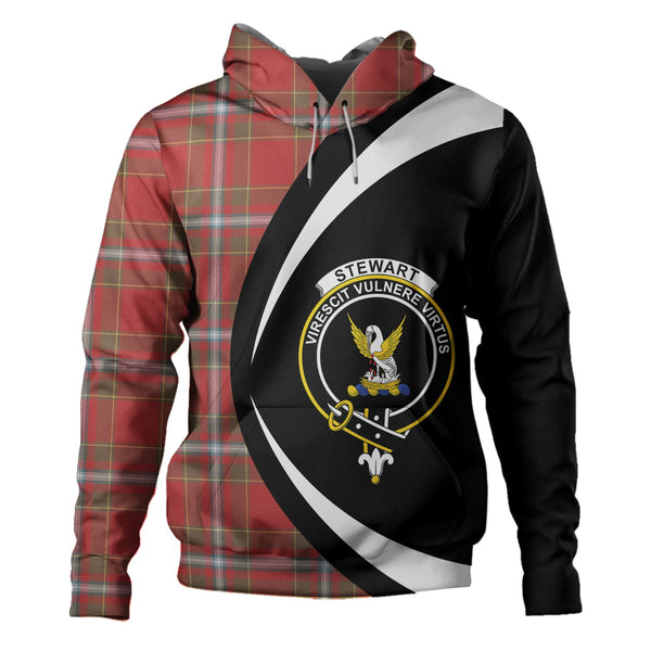 Stewart of Fingask Weathered Clan Badge Tartan Hoodie Circle Style
