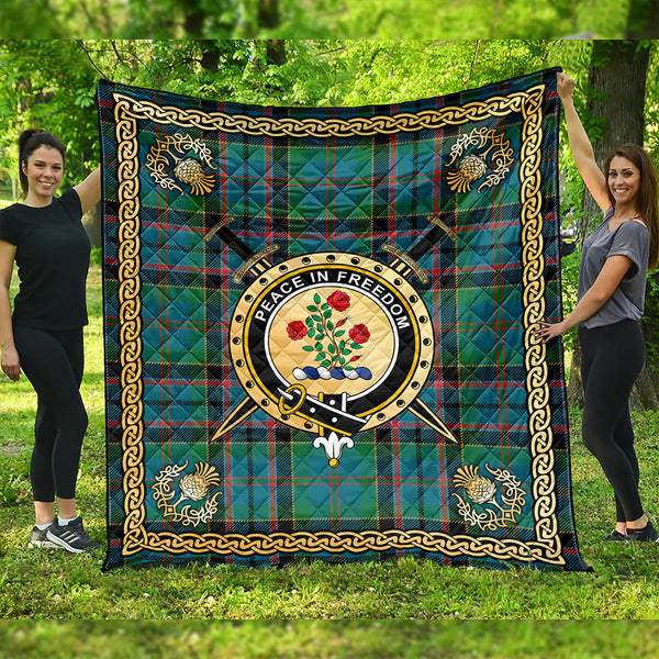 Stinson (Stephenson/Stevenson) Ancient Clan Badge Tartan Premium Quilt Celtic Shield