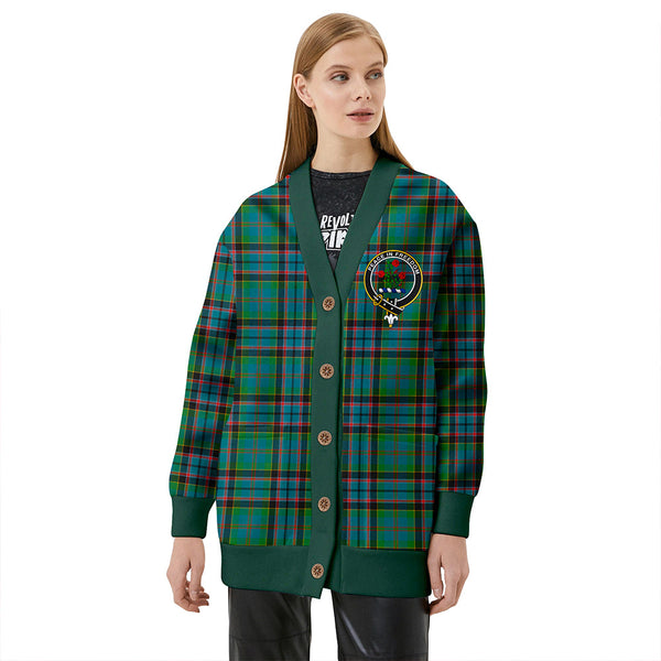 Stinson (Stephenson/Stevenson) Ancient Clan Badge Tartan V-neck Cardigan