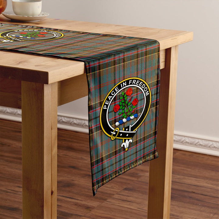 Stinson (Stephenson/Stevenson) Weathered Clan Badge Tartan Table Runner