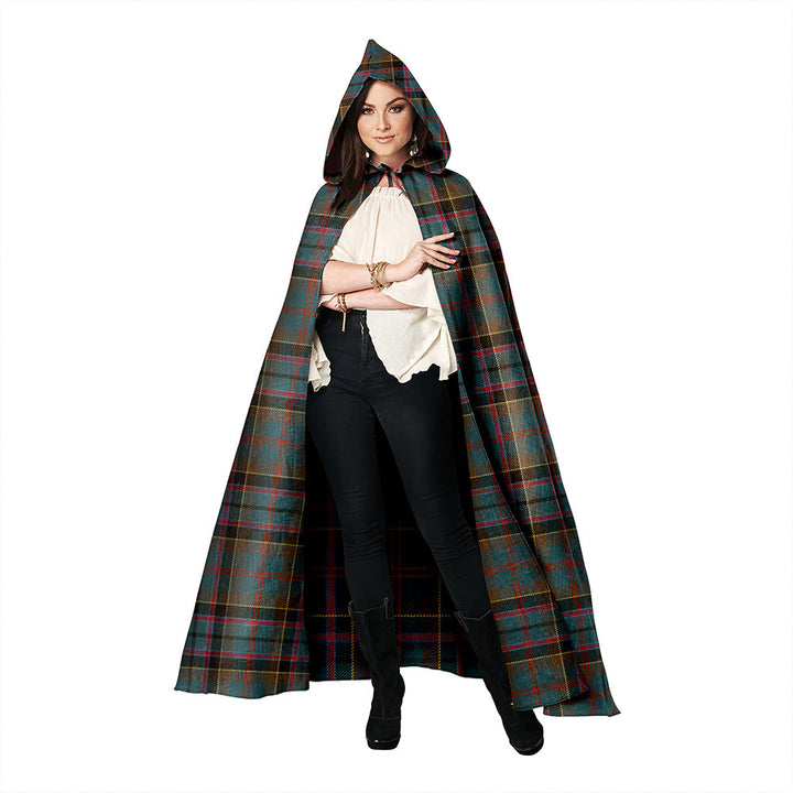 Stinson (Stephenson/Stevenson) Weathered Clan Badge Tartan Hooded Cloak