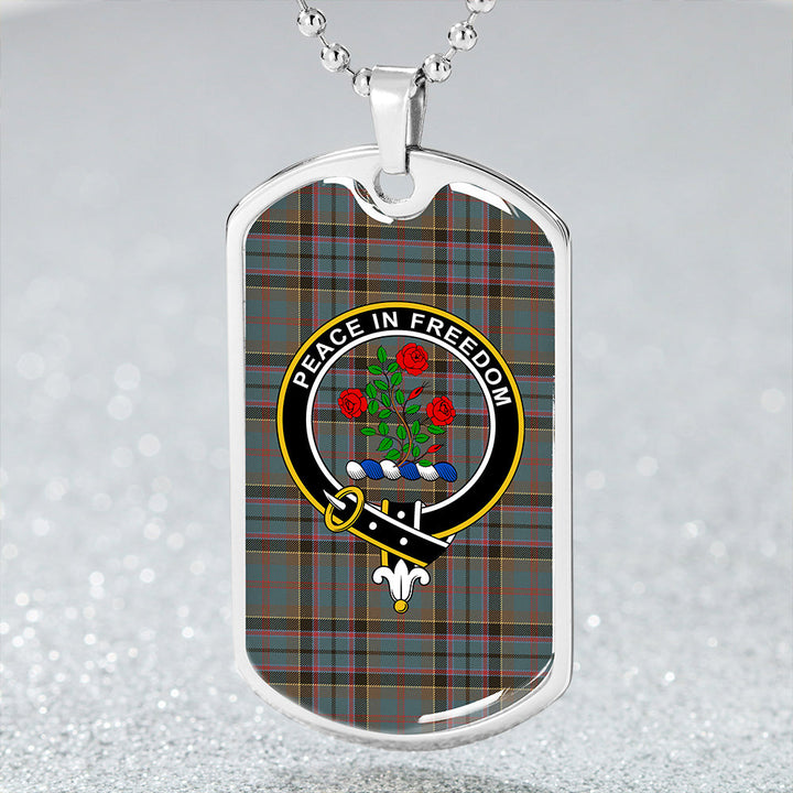 Stinson (Stephenson/Stevenson) Weathered Clan Badge Classic Tartan Dog Tag Necklace