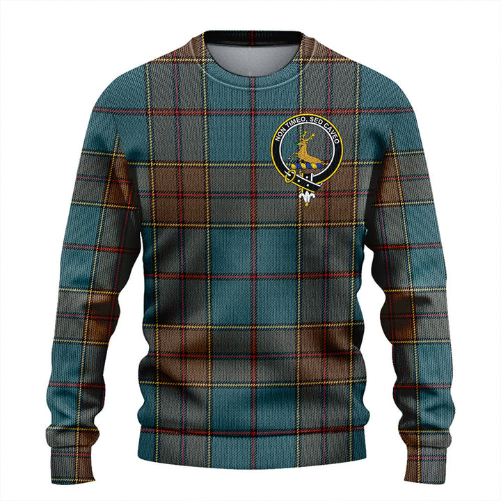 Strachan Weathered Clan Badge Tartan Knitted Sweater
