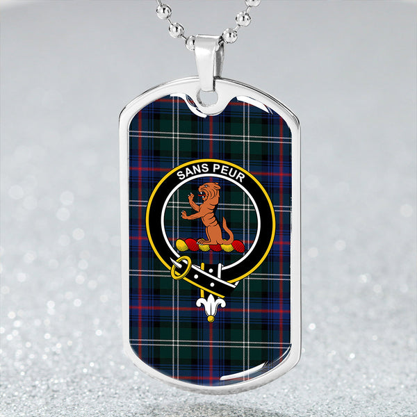 Sutherland Modern Clan Badge Classic Tartan Dog Tag Necklace