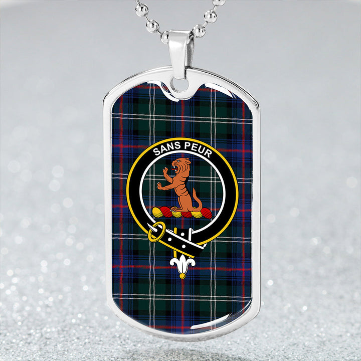Sutherland Modern Clan Badge Classic Tartan Dog Tag Necklace
