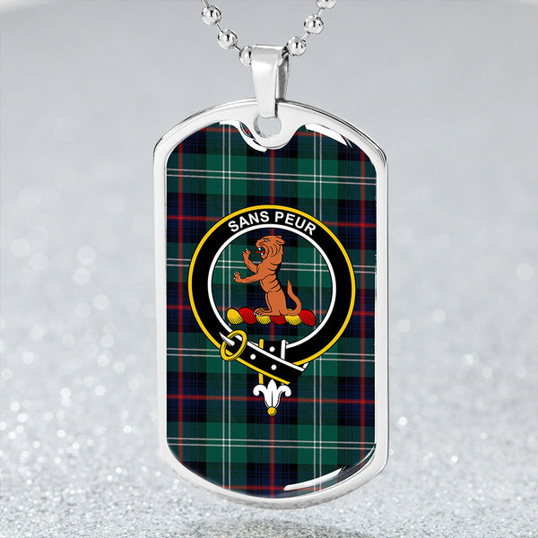 Sutherland Old Modern Clan Badge Classic Tartan Dog Tag Necklace