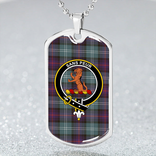 Sutherland Old Weathered Clan Badge Classic Tartan Dog Tag Necklace