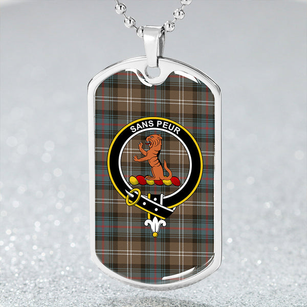 Sutherland Weathered Clan Badge Classic Tartan Dog Tag Necklace