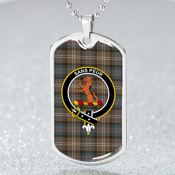 Sutherland Weathered Clan Badge Classic Tartan Dog Tag Necklace